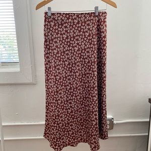 Burnt Orange/White Satin Abercrombie Midi Skirt